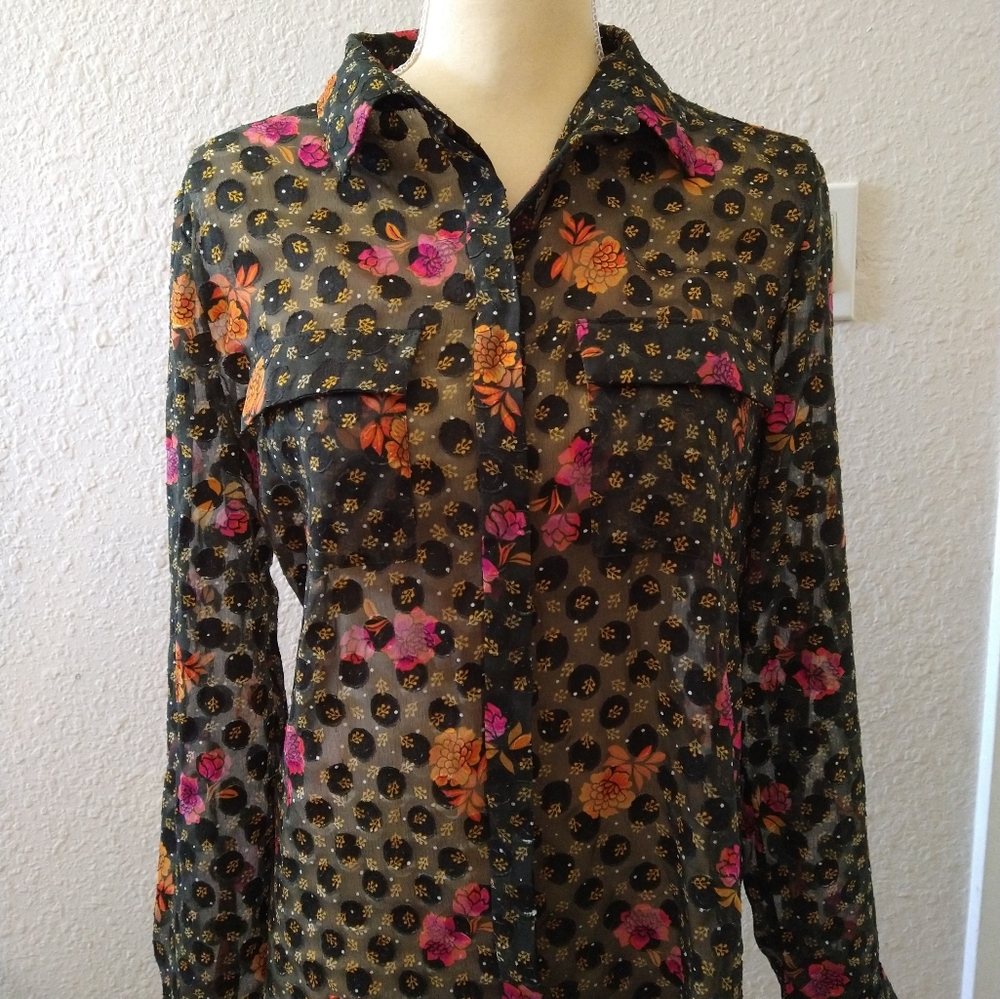 Loft floral long sleeves blouse size M